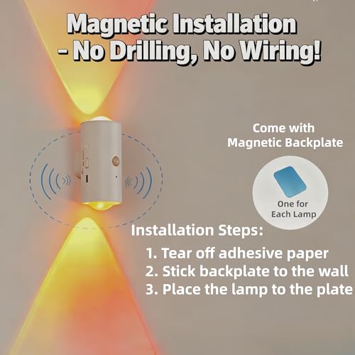 4 Pack Rechargeable Dynamic RGB LED Wall Lamp, Motion-Sensing Step Lights with Remote Control, 1200mAh Battery, Dimmable, ...