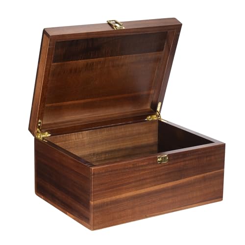 WHSLILR Large Wooden Keepsake Box - Wood Storage Box Decorative Boxes with Lid for Storing Keepsake Memory Gift, 12.5 IN D...