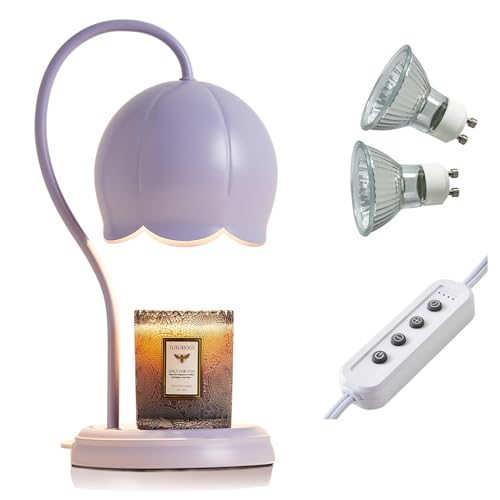 Mahbahole Light Blue Cute Flower Candle Warmer Lamp with Timer Dimmable, Bedroom House Office Aesthetic Living Girls Room ...