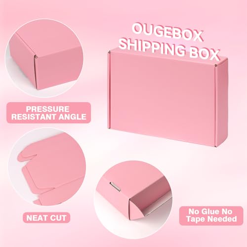 OUGEBOX 30 Pack 9x6x2 Pink Shipping Boxes for Packaging Small Business, Corrugated Cardboard Boxes for Shipping Packing Ma...