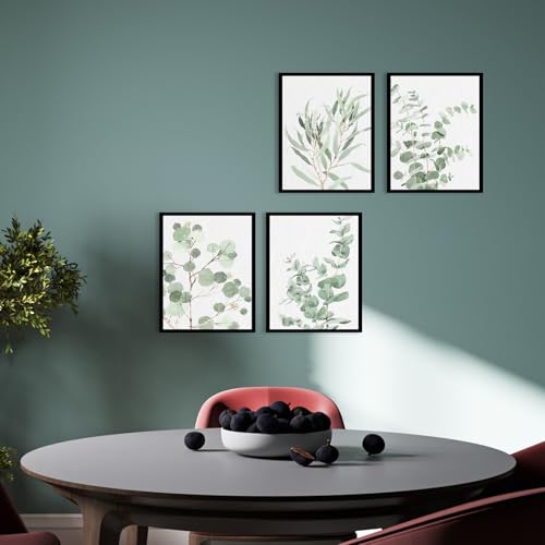 Botanical Prints Wall Art Framed: Sage Green Modern Farmhouse Wall Decor - Boho Wall Art for Bathroom Bedroom - Eucalyptus...