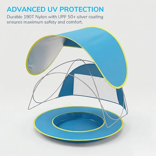 Outdoor Beach Tent with Built-in Kiddie Pool, UPF50+ Sun Shade Canopy, 190T Waterproof Nylon, Portable Cabana for 3-4 Pers...