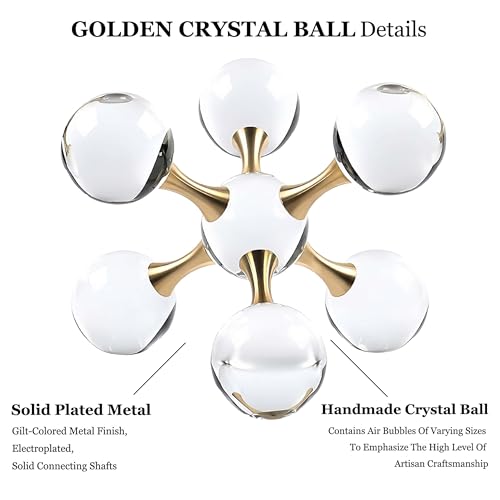 6.7 inch Transparent Golden Crystal Ball, Living Room Decor, Gold Modern Western House Decor Aesthetic, Home Decor Living ...