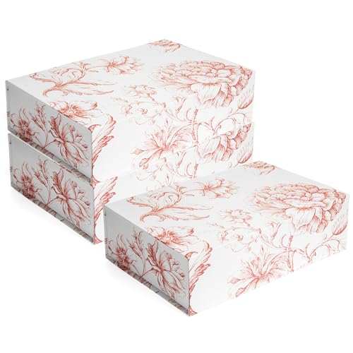 Sorarto Luxury Keepsake Gift Box 3-Pack | Pink Floral Decorative Boxes with Magnetic Lids for Presents, Wedding Memory Bo...