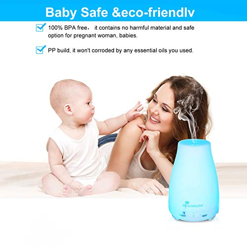 Diffuserlove 2 Pack 200ml Essential Oil Diffuser Ultrasonic Aromatherapy Diffuser Cool Mist Humidifiers with 7 Color LED L...