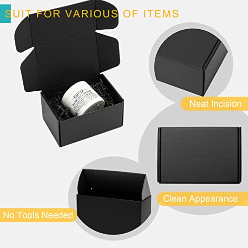 Mcfleet 6x4x3 Small Black Shipping Boxes - 24 Pack Corrugated Cardboard Mailing Box Packaging for Small Business - Tab Loc...