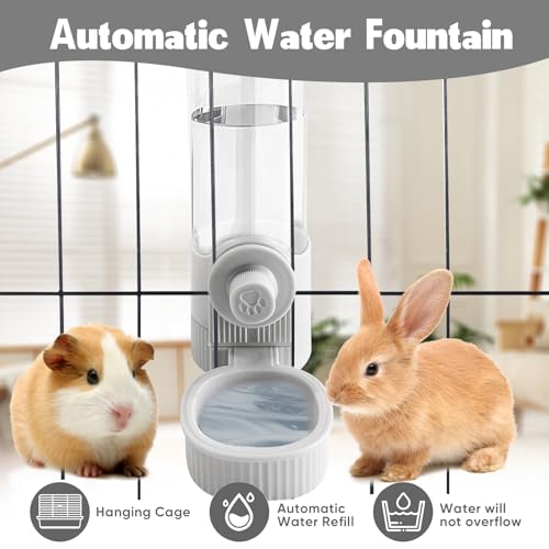 18OZ Rabbit Water Bottle, Pet Water Bottle for Cage Crate,Hanging Automatic Water Dispenser for Cage,Ferret Bunny Guinea P...