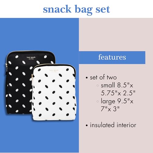 kate spade new york Insulated Snack Bag Keeper with Zipper, Reusable Thermal Sandwich Bag Holders for Lunch Bag (Almond Dot)