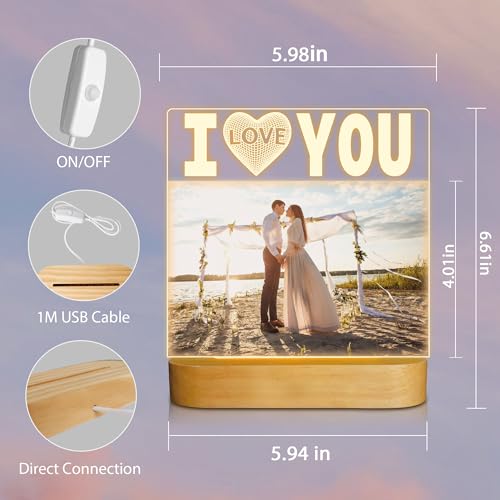 Attivolife I Love You Picture Frame for Women, Light up Photo Frame with LED Night Light, Gifts for Couple Husband Wife Me...