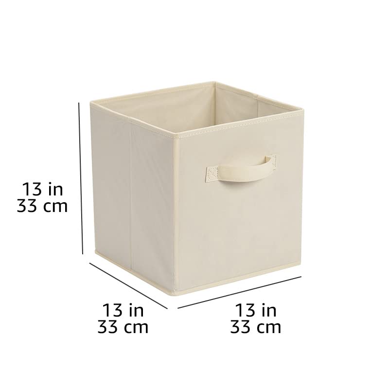 Amazon Basics Collapsible Fabric Storage Cube Bins Organizer with Handles for Organization and Organizing Solution, 13"x1...