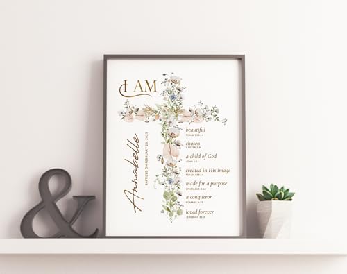 Baby Baptism Gifts for Girl Personalized Canvas or Print Unframed, First Holy Communion Gifts for Girls, Christening, Conf...