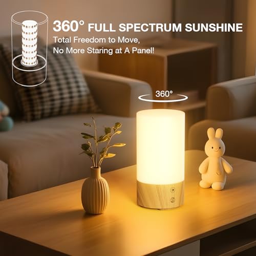 Bakzon Light Therapy Lamp 10000 Lux, UV-Free Sun Lamp with 4 Brightness Levels & 3 Color Temperatures, Full Spectrum Dayli...