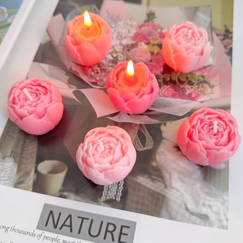 4-Pack Pink Scented Tea Lights, Flower-Shaped Beeswax Soy Wax Tealight Candles, Ideal for Relaxation, Spa, and Gifts