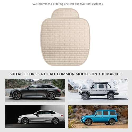MUQIDA Car Seat Cover for Front Seats, Comfortable Linen Seats Cushion Pad Mat with Storage Pockets, Anti-Slip Breathable ...