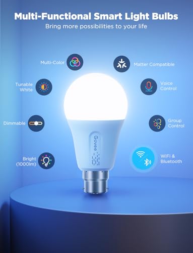 Govee LED Smart Light Bulbs, 1000LM Color Changing Light Bulb, Wi-Fi & Bluetooth, Work with Alexa and Google Assistant, Di...