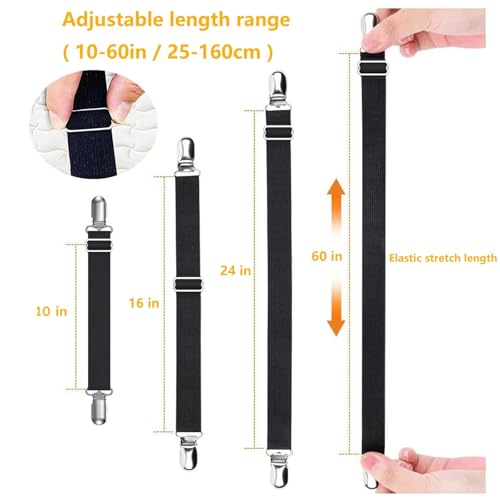 Yoovat Couch Cushion Covers Holder Straps Sofa Couch Covers Sofa Slipcover Holder Clips 10 to 60in(25-160cm) Adjustable El...