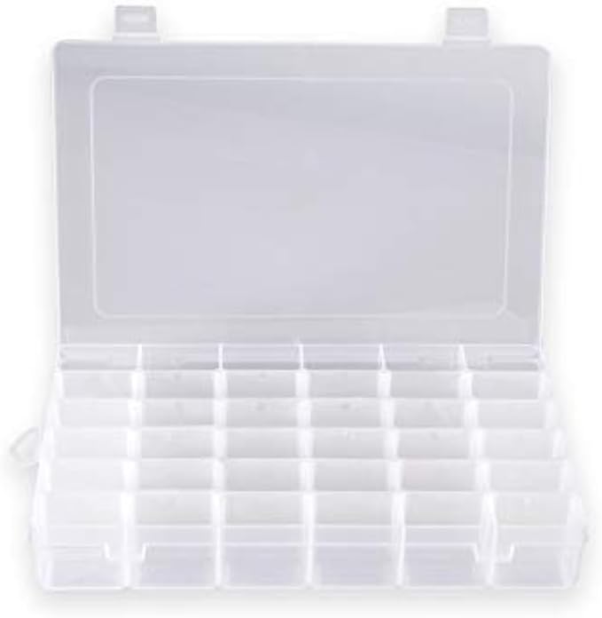 SYMPABASIC SOUFFAHOUSE Plastic Organizer Container Box 36 Compartments Jewelry Storage Box with Adjustable Dividers (1 Pack)