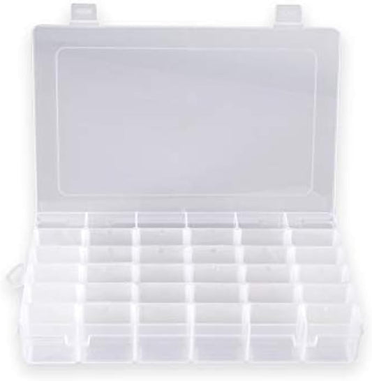 SYMPABASIC SOUFFAHOUSE Plastic Organizer Container Box 36 Compartments Jewelry Storage Box with Adjustable Dividers (1 Pack)