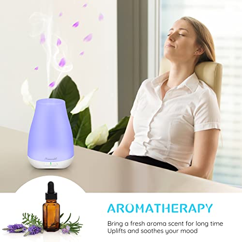 Homeweeks Diffusers, 100ml Colorful Essential Oil Diffuser with Adjustable Mist Mode, Auto Off Aroma for Bedroom/Office/Tr...