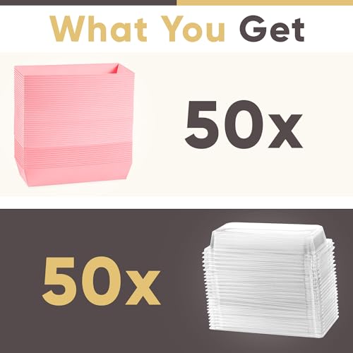 Leafiew 50 Pack 7.5x3.3 Inches Small Clear Treat Boxes-Dessert Boxes To Go-Disposable Paper Mini Containers for Cookie, Ca...