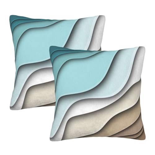 Droerfes Teal Wave Throw Pillow Covers Set of 2 Couch Pillow Case Decoration Cushion Covers for Sofa Home Living Room Bedr...