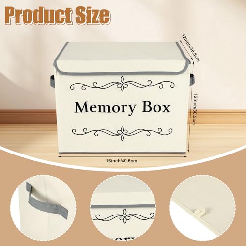 LemonRoad 2Pcs Memory Box Keepsakes for Kid Memory Decorative Storage Box Bin with Lid for Baby Wedding Travel Birthday An...