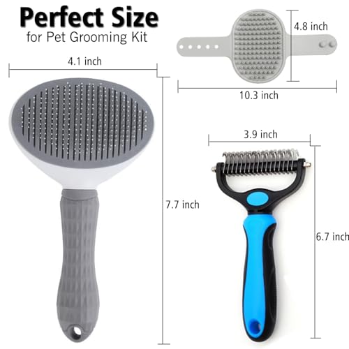 Kwispel 3PCS Dog Grooming Brush - Dog Brush for Shedding Massaging Bathing - Double Sided Shedding, Dematting Undercoat Ra...