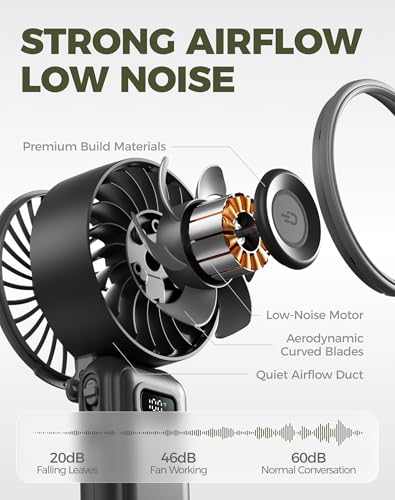 Diveblues Portable Turbo Fan, 100 Speed Handheld Fan with Strong Airflow, Foldable 4 in 1 Personal Fan for Neck, Desk & Tr...