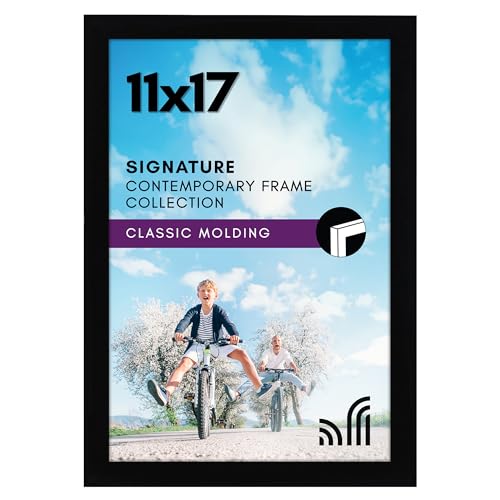 Americanflat 11x17 Picture Frame with Shatter-Resistant Glass - Signature Collection - Gallery-Style Frames Made of Engine...