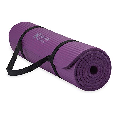Gaiam Yoga Mat, Pilates & Exercise Mat, Thick 2/5" (10mm) Workout Mat with Easy-Cinch Carrying Strap for Home & Gym Workouts