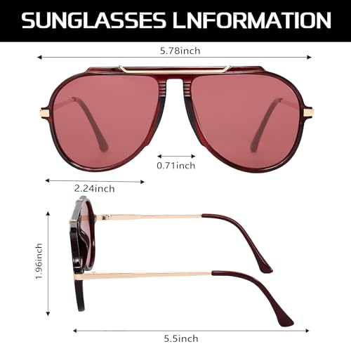 GUVIVI Oversized Aviator Sunglasses for Women Men 2026 70s Retro Gold Metal Sun Glasses Tangle Free Square Aviators