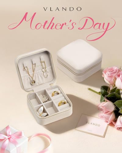 VLANDO Travel Jewelry Case - Mothers Day Mom Gifts - Small Jewelry Travel Organizer Box Travel Essentials Gift for Teen Gi...