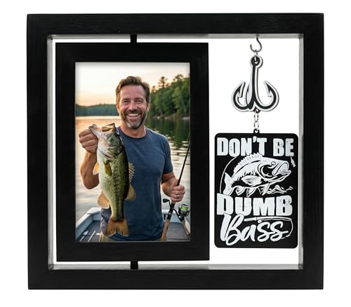InnoBeta Fishing Gifts for Men on Birthday, Christmas, Rotating Picture Frame, 4x6 Double-Sided Display Photo Frame