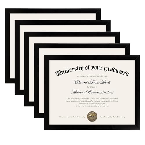 upsimples Certificate Frame with High Definition Glass, 8.5 by 11 Picture Diploma Document Frames for Wall and Tabletop, B...
