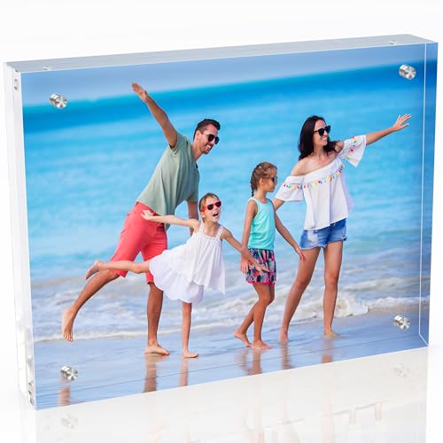 laapee 8x10 Inches Acrylic Picture Frames 1 Pack, Double Sided Magnetic Photo Frames,Free Standing on Desk or Table Clear ...
