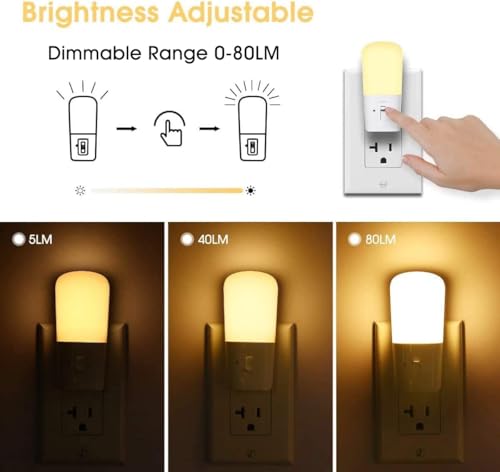 LOHAS Plug in Night Light, Dimmable LED Night Lights With Dusk to Dawn Sensor, Soft White 3000K Sleep Nightlight, Adjustab...