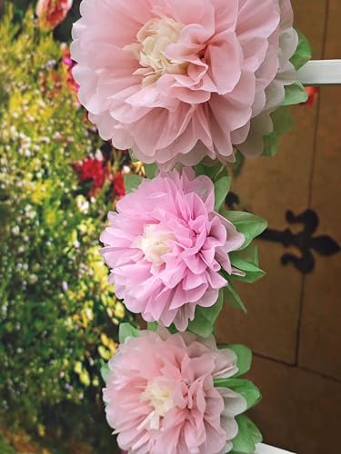 Mybbshower Pinks Flowers Decoration (11''-7'' Assorted) 6 pcs Artificial Tissue Paper Peony Nursery Wall Bridal Shower Cen...