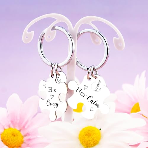 His And Hers Gifts Matching Keychains for Couples Husband Wife Engagement Gifts for Couples Long Distance Relationship Gif...
