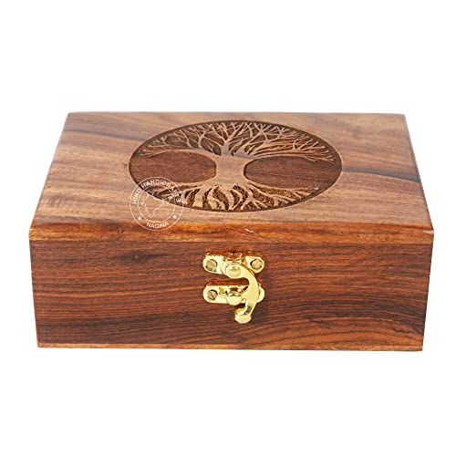 Handmade Rosewood Tree of Life Engraved Keepsake Box – Wooden Jewellery Organizer for Women & Men | Handcarved Storage & H...