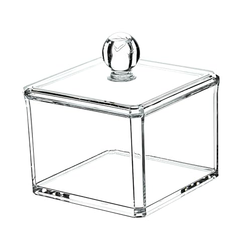 UShioart Stackable Square Acrylic Cotton Ball Holder Q-tip Holder Bathroom Swab Dispenser (Twin pack)