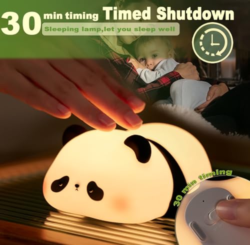 DREAMING MY DREAM Cute Panda Night Light, LED Squishy Novelty Animal Night Lamp, 3 Level Dimmable Nursery Nightlight for B...