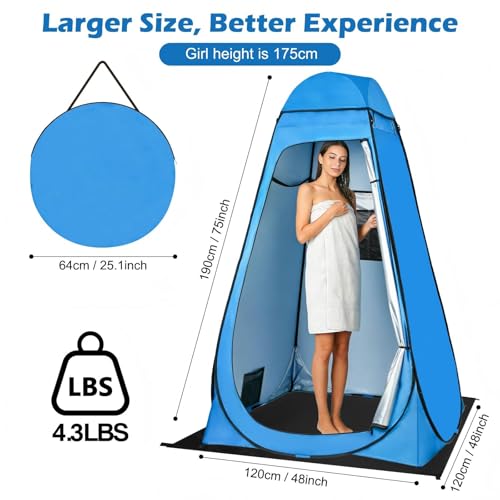 UMIKOOL DIRECT Pop Up Shower Tent, Outdoor Privacy Tent with Removable Bottom, Removable Rain Cover & Windows, Camping Toi...