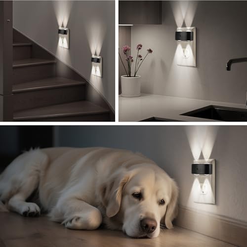 SETEN 4-Pack LED Night Lights Plug into Wall, 5000K Daylight 100LM, Auto On/Off Light Sensor, Rotating Ambient Lighting fo...