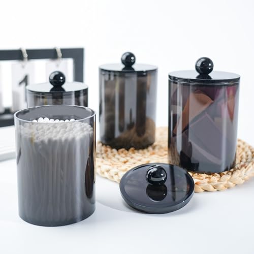 XIPENGKEJI 2 Pack Qtip Holder,Canister Apothecary Jar Set, Bathroom Jars with Lids Set for Cotton Swabs, Balls, Pads, Flos...