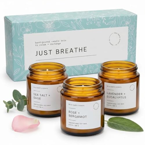 Unboxme Scented Candles Gift Set - 3 Pack Aromatherapy Soy Candles for Women, Hand Poured with Essential Oils, Stress Reli...