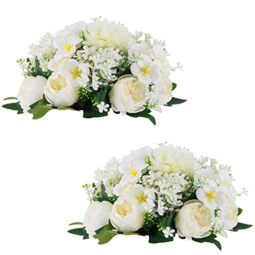 Inweder Flower Balls Centerpieces for Tables: 2 PCS White Flowers for Centerpieces Floral Arrangements Centerpiece for Wed...