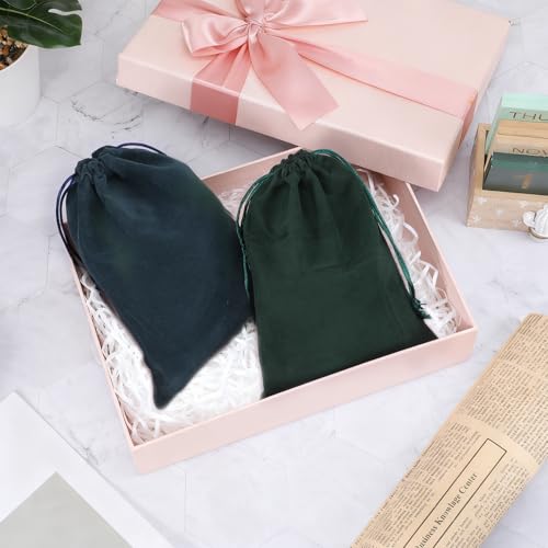 6 Pcs Gift Fabric Cloth Bag 7.8 x 6.2 inch 6 Colors Mixed Velvet Gift Bags Package Drawstring Pouch Soft Velvet Bag with D...