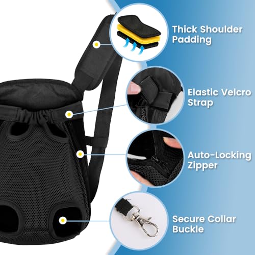 Mosago Dog Backpack Carrier, Adjustable Pet Front Carriers, Legs Out Carrying Sling Travel Bag for Small Medium Dogs 7-11 ...