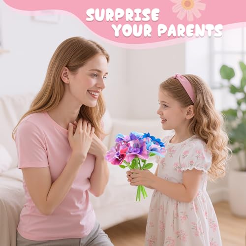 Scvcid Fabric Bouquet Toys Include Extra Accessories Set, Arts and Crafts for Kids Ages 3-12, DIY Flower Craft Kits for To...