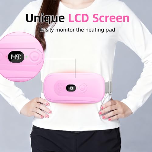 Portable Heating Pad Period Cramps: 2 Timer 6 Heat Levels 6 Vibration Modes Cordless Electric Heating Pad 3s Fast Heating ...